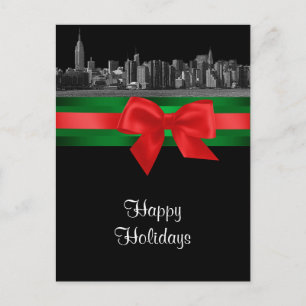 NYC Wide Skyline Etched BW Christmas Holiday 2