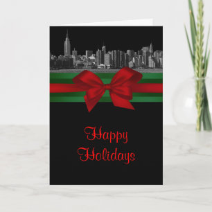 NYC Wide Skyline Etched BW Christmas Holiday 2