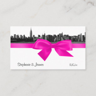 NYC Wide Skyline Etched BW Hot Pink Place Cards #2