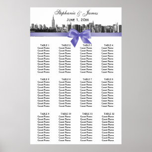 NYC Wide Skyline Etched BW Lilac Bow Seating Chart
