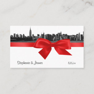 NYC Wide Skyline Etched BW Red Place Cards