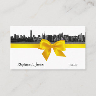 NYC Wide Skyline Etched BW Yellow Place Cards #2