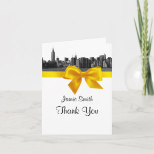 NYC Wide Skyline Etched BW Yellow Thank You #2