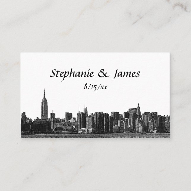 NYC Wide Skyline Etched Escort Cards (Front)