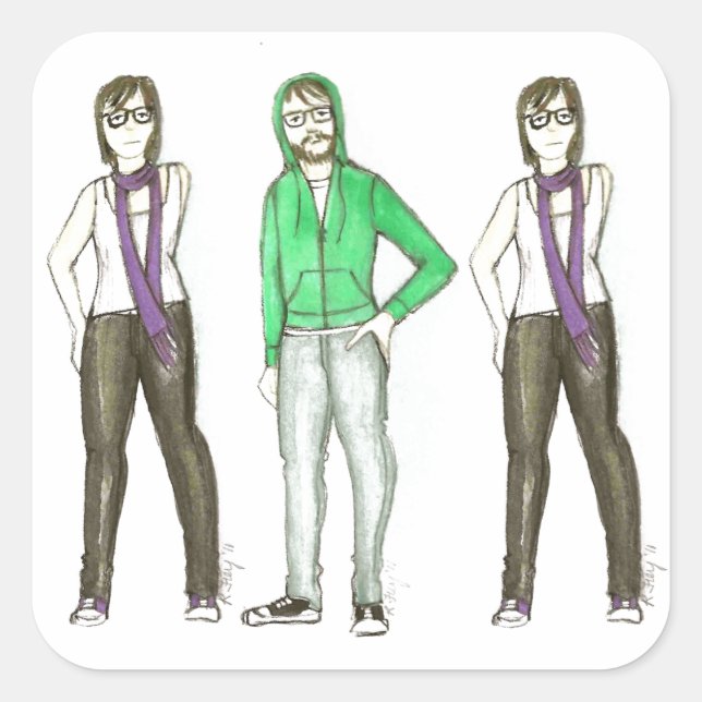 NYC Williamsburg Brooklyn New York City Hipster Square Sticker (Front)