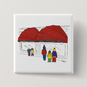 NYC Window Shopping Christmas New York Holiday 15 Cm Square Badge