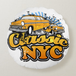 NYC Yellow Cab Logo Round Cushion