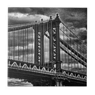 NYC's Manhattan Bridge BW A1 Tile