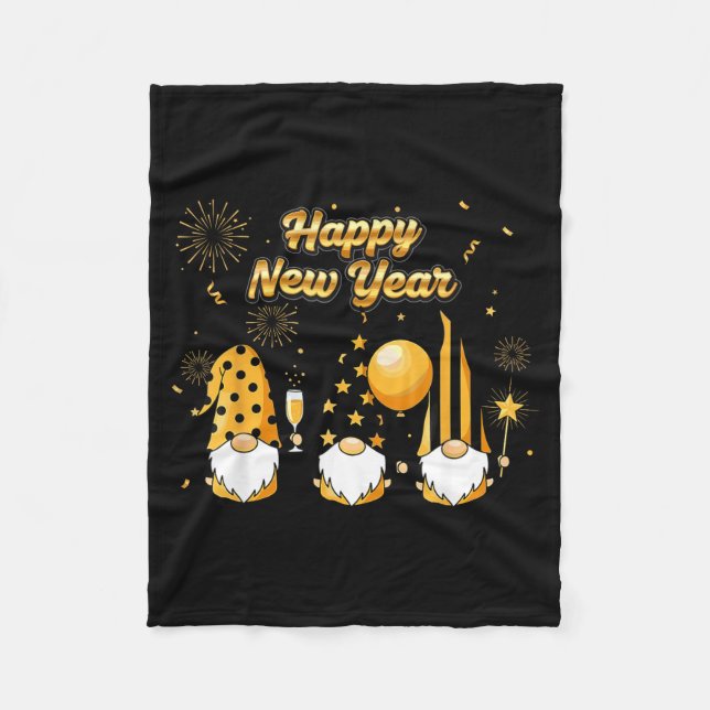 Nye Gnome Shirts For Women, Cool Happy New Year 20 Fleece Blanket (Front)