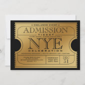 NYE Gold Ticket Party Invitations (Front)