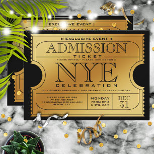 NYE Gold Ticket Party Invitations
