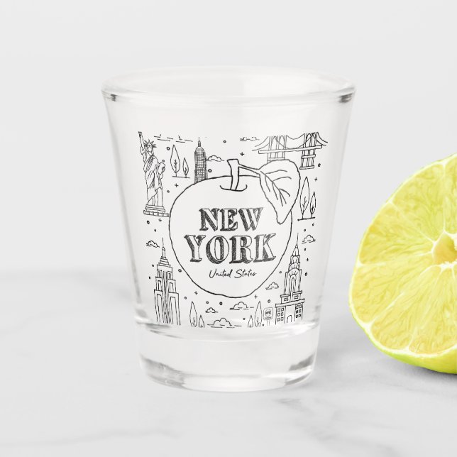 NYE New York Vacation Souvenirs NYC Gift Shot Glass (Front)