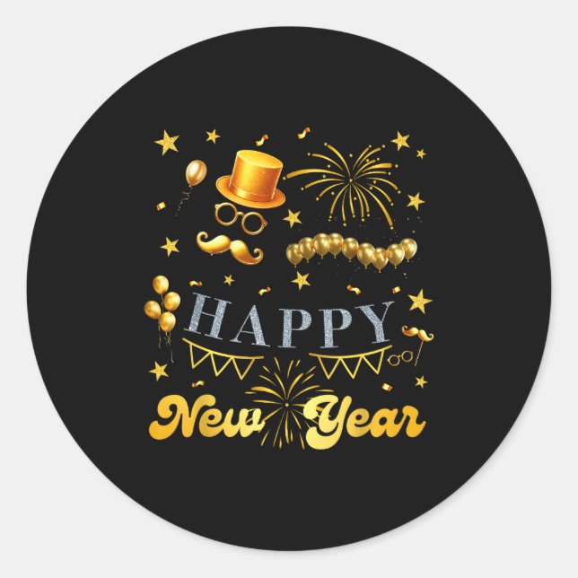 Nye Party Crew Balloon Fireworks Family Reunion Co Classic Round Sticker (Front)