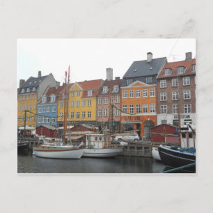 Nyhaven Boats and Canal Copenhagen Denmark Postcard