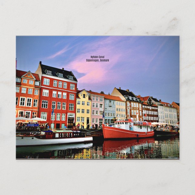 Nyhavn Canal, Copenhagen, Denmark Postcard (Front)