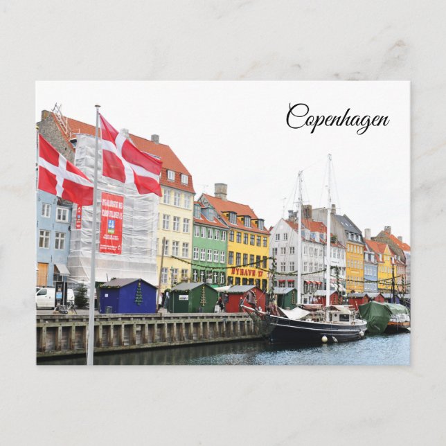 Nyhavn canal in Copenhagen, Danmark Postcard (Front)