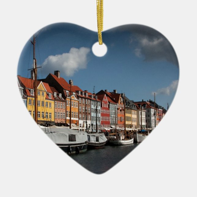 Nyhavn, Copenhagen Ceramic Tree Decoration (Front)