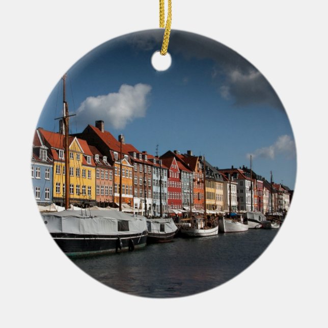 Nyhavn, Copenhagen Ceramic Tree Decoration (Front)