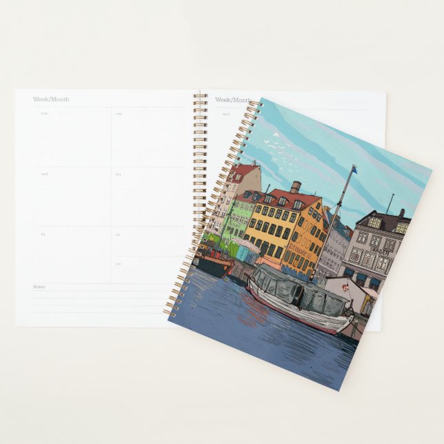 Nyhavn Copenhagen Denmark Whimsical llustration Planner (Display)
