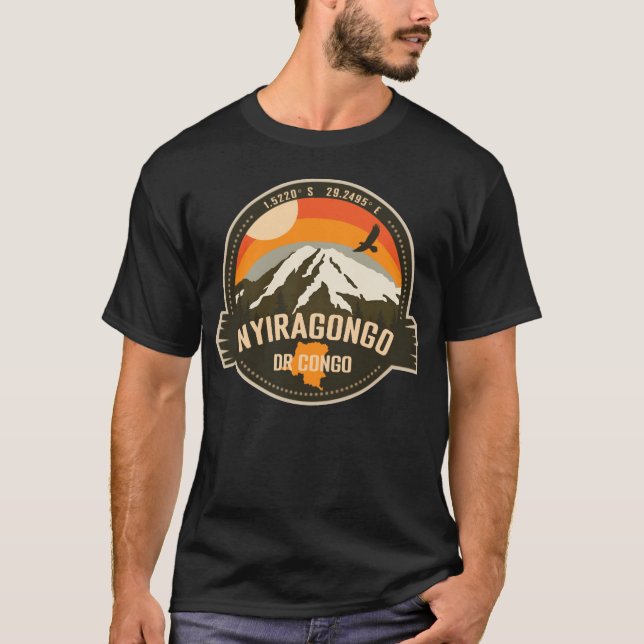 Nyiragongo DR Congo Retro Hiking Camping Souvenir  T-Shirt (Front)