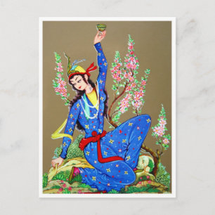 Nymph with drinking cup postcard