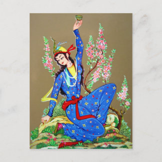 Nymph with drinking cup postcard