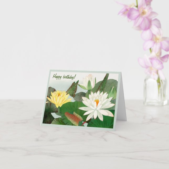 Nymphaea lotus , Happy Birthday  Card (Orchid)