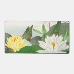 Nymphaea lotus, Japanese woodblock print, 1917 Desk Mat