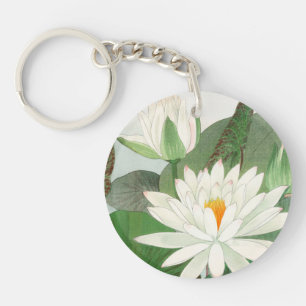Nymphaea lotus, Japanese woodblock print, 1917 Key Ring