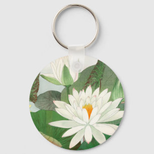 Nymphaea lotus, Japanese woodblock print, 1917 Key Ring