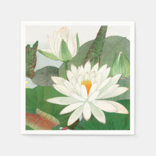Nymphaea lotus, Japanese woodblock print, 1917 Napkin