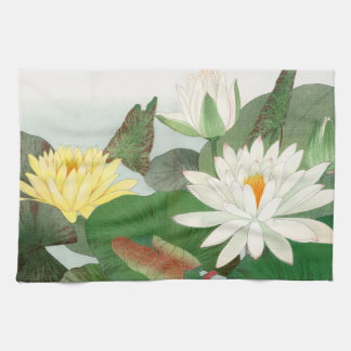 Nymphaea lotus, Japanese woodblock print, 1917 Tea Towel