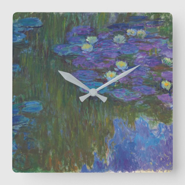 Nymphéas en fleur | 1914-17 square wall clock (Front)
