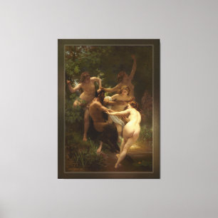 Nymphs and Satyr by William-Adolphe Bouguereau Canvas Print