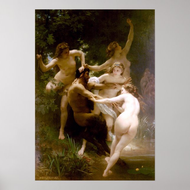 Nymphs and Satyr, William-Adolphe Bouguereau Poster (Front)