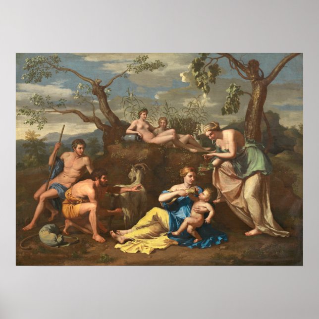 Nymphs & Child Jupiter - Nicolas Poussin Fine Art Poster (Front)
