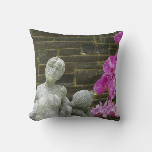 Nymphs & Orchids Throw Pillow (Front)