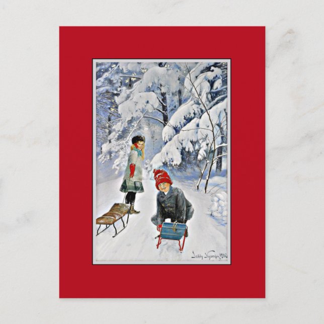 Nystrom - Children in the Snow, 1910 Postcard (Front)