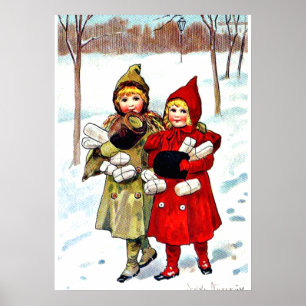Nystrom - Children in the Snow (1), fine art Poster