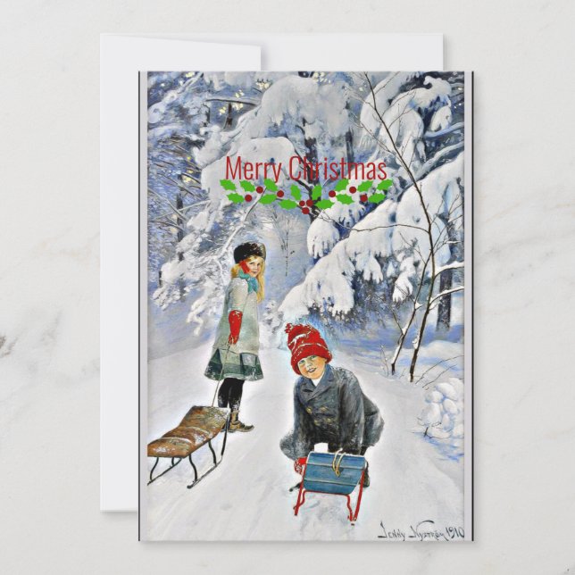 Nystrom - Children in the Snow, Merry Christmas! Card (Front)