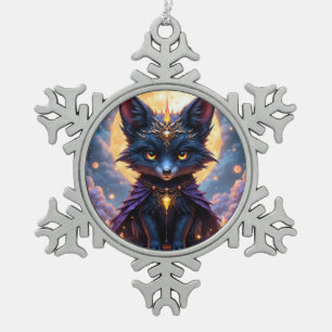 Nyx – Guardian of the Moonlight.  Snowflake Pewter Christmas Ornament
