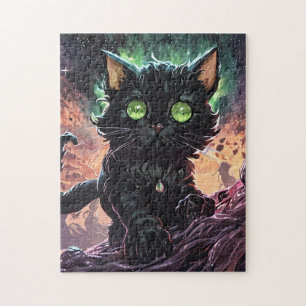 Nyx the Void Whisperer – Mystical Black Cat Art wi Jigsaw Puzzle