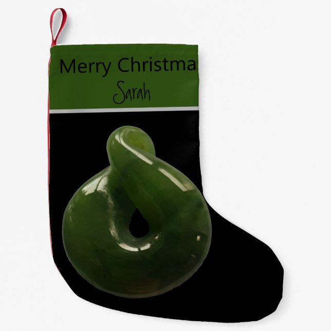 NZ Christmas Greenstone Pounamu Twist Xmas Small Christmas Stocking (Front)