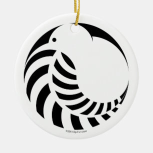 NZ Kiwi / Silver Fern Emblem Ceramic Tree Decoration