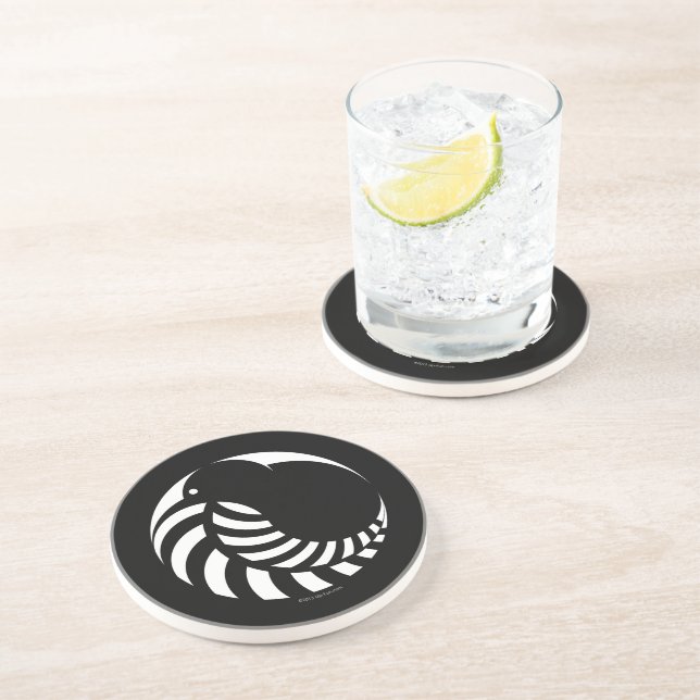 NZ Kiwi / Silver Fern Emblem Coaster (Side)