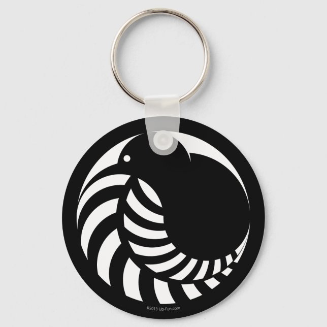 NZ Kiwi / Silver Fern Emblem Key Ring (Front)