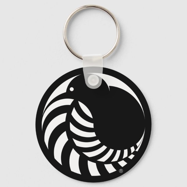 NZ Kiwi / Silver Fern Emblem Keychain (Front)