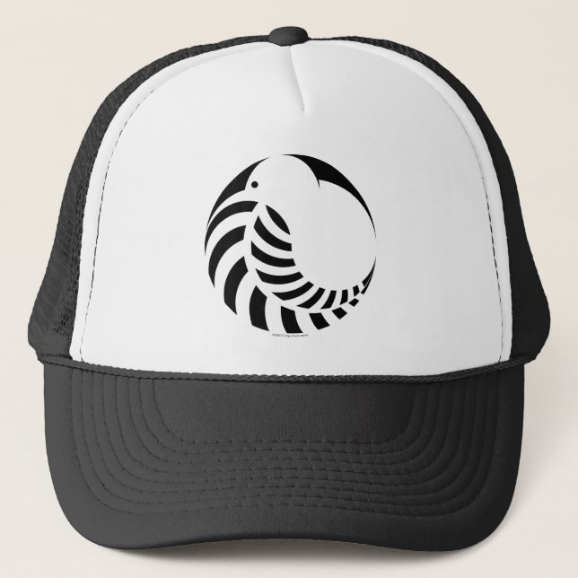 NZ Kiwi / Silver Fern Emblem Trucker Hat (Front)