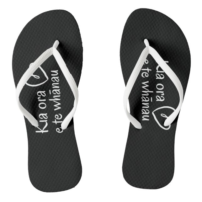 NZ MAORI GREETING "KIA ORA" KIWI SUMMER JANDALS FLIP FLOPS (Footbed)