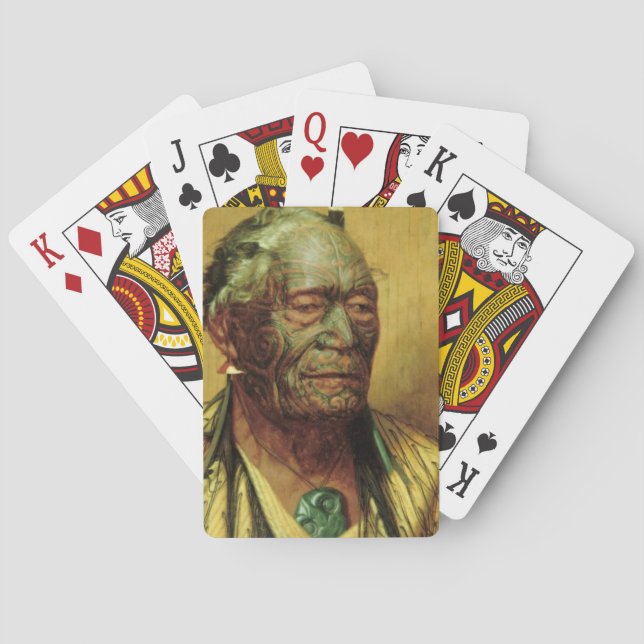NZ Maori Leader Chieftain Historic Art Playing Cards (Back)